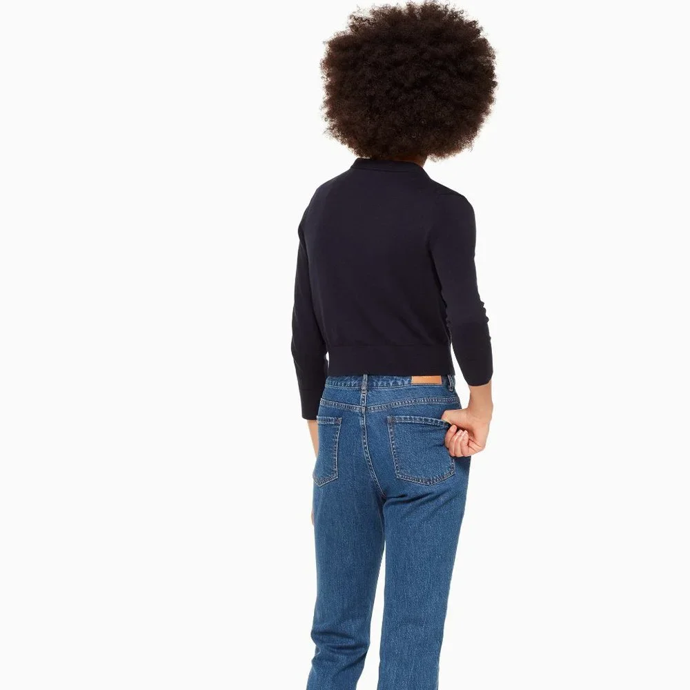 kate spade navy cropped button-front cardigan